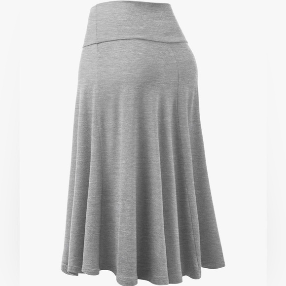 Women's Solid Ombre Lightweight Flare Midi Pull On Closure Skirt -h.grey 1105 - Picture 3 of 6